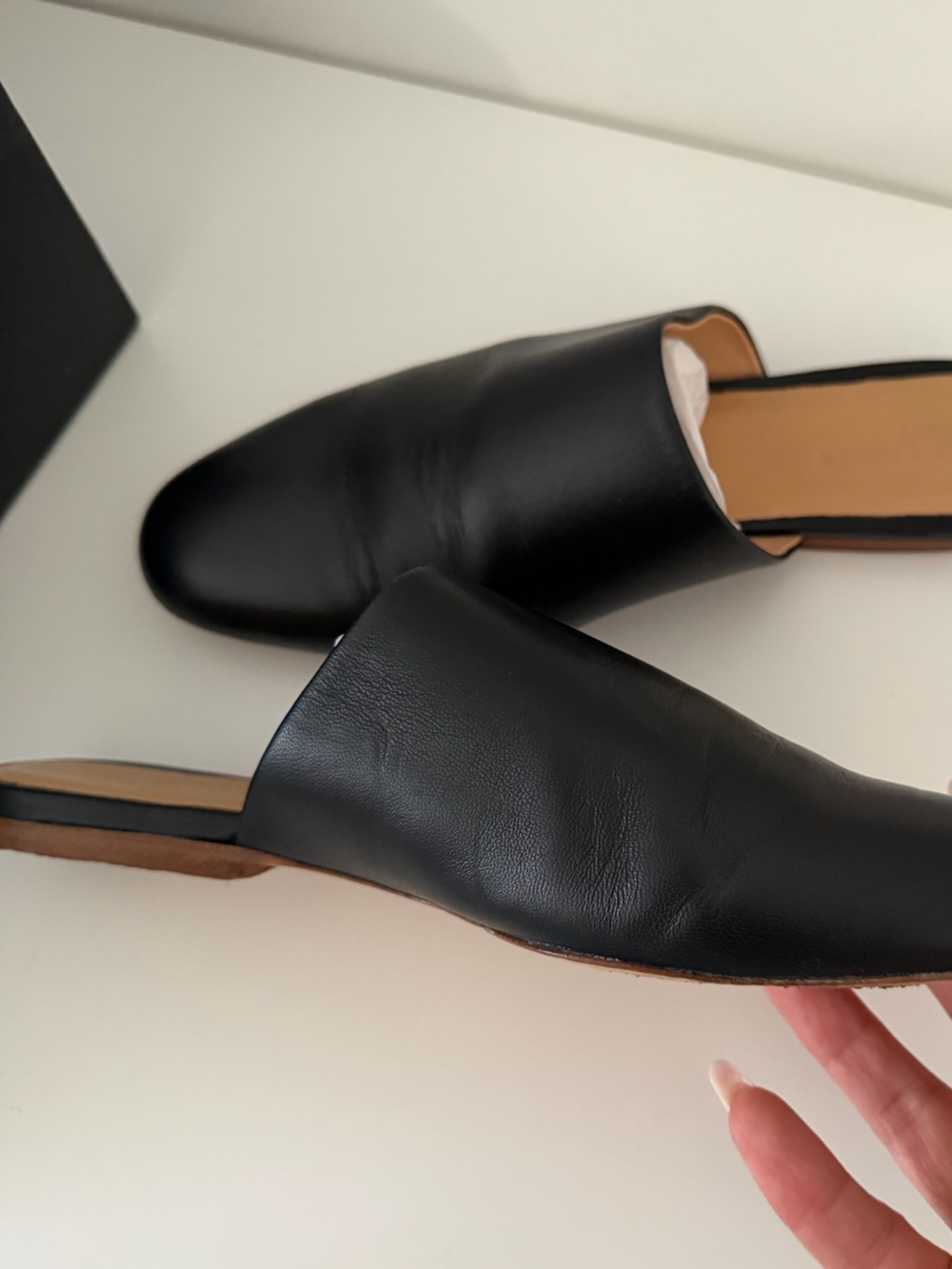 Jil Sander navy Black Leather Slip-On Women’s Mule - Picture 11 of 11